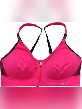 Victoria's Secret High-Impact Sports Bra VSX Freestyle Front-Zip Pink Black 32C